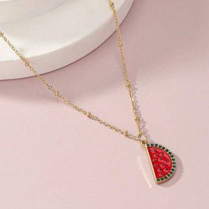 Watermelon Pendant Chain Necklace Dainty Resistance Symbol Symbolic